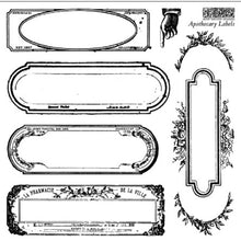 Load image into Gallery viewer, IOD Decor Stamp 15.5 x 15.5cm - Apothecary Labels (Mini Stamp - 4 sheets)