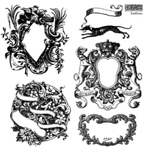 Load image into Gallery viewer, IOD Decor Stamp 15.5 x 15.5cm - Emblems (Mini Stamp - 4 sheets)