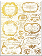 Load image into Gallery viewer, IOD Decor Transfer Pad 31 x 41cm - Gilded GOLD FOIL Etiquettes (4 sheets)