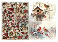 Load image into Gallery viewer, Redesign with Prima Decoupage Paper A3 - Feathered Elegance Christmas (2 Sheets)