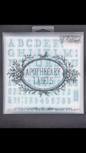 Load image into Gallery viewer, IOD Decor Stamp 15.5 x 15.5cm - Apothecary Labels (Mini Stamp - 4 sheets)(Unavailable until June)
