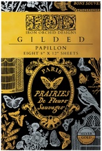 Load image into Gallery viewer, IOD Decor Transfer Pad 20 x 30.5cm - Gilded GOLD/SILVER FOIL Papillon (8 sheets)