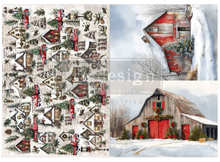 Load image into Gallery viewer, Redesign with Prima Decoupage Paper A3 - Snowy Village Charm (2 Sheets)