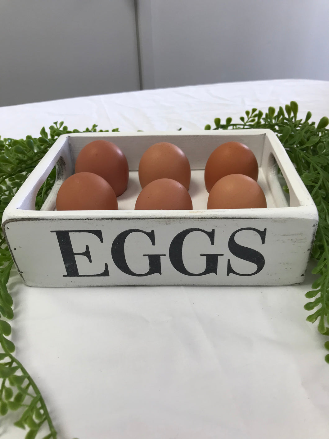 White Wooden Egg Tray -  1/2 Dozen