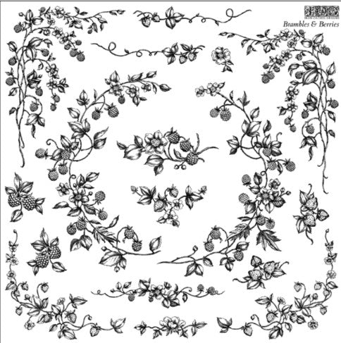 IOD Decor Stamp 30.5 x 30.5cm - Bramble & Berries (with masks)