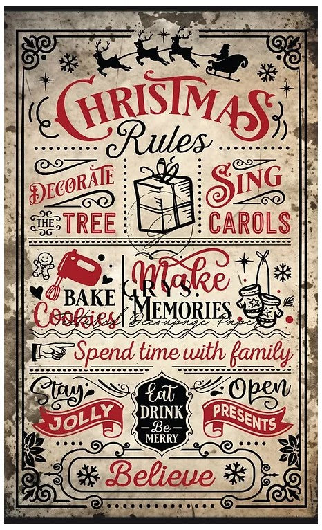 Christmas Rules Decoupage Paper