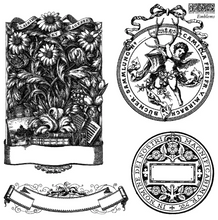 Load image into Gallery viewer, IOD Decor Stamp 15.5 x 15.5cm - Emblems (Mini Stamp - 4 sheets)
