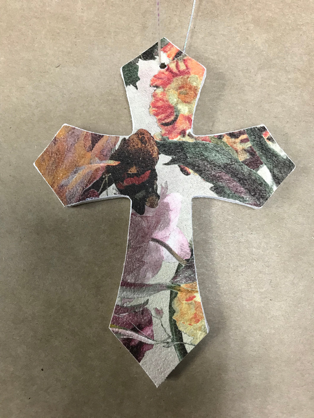 Floral Decoupage Wooden Cross