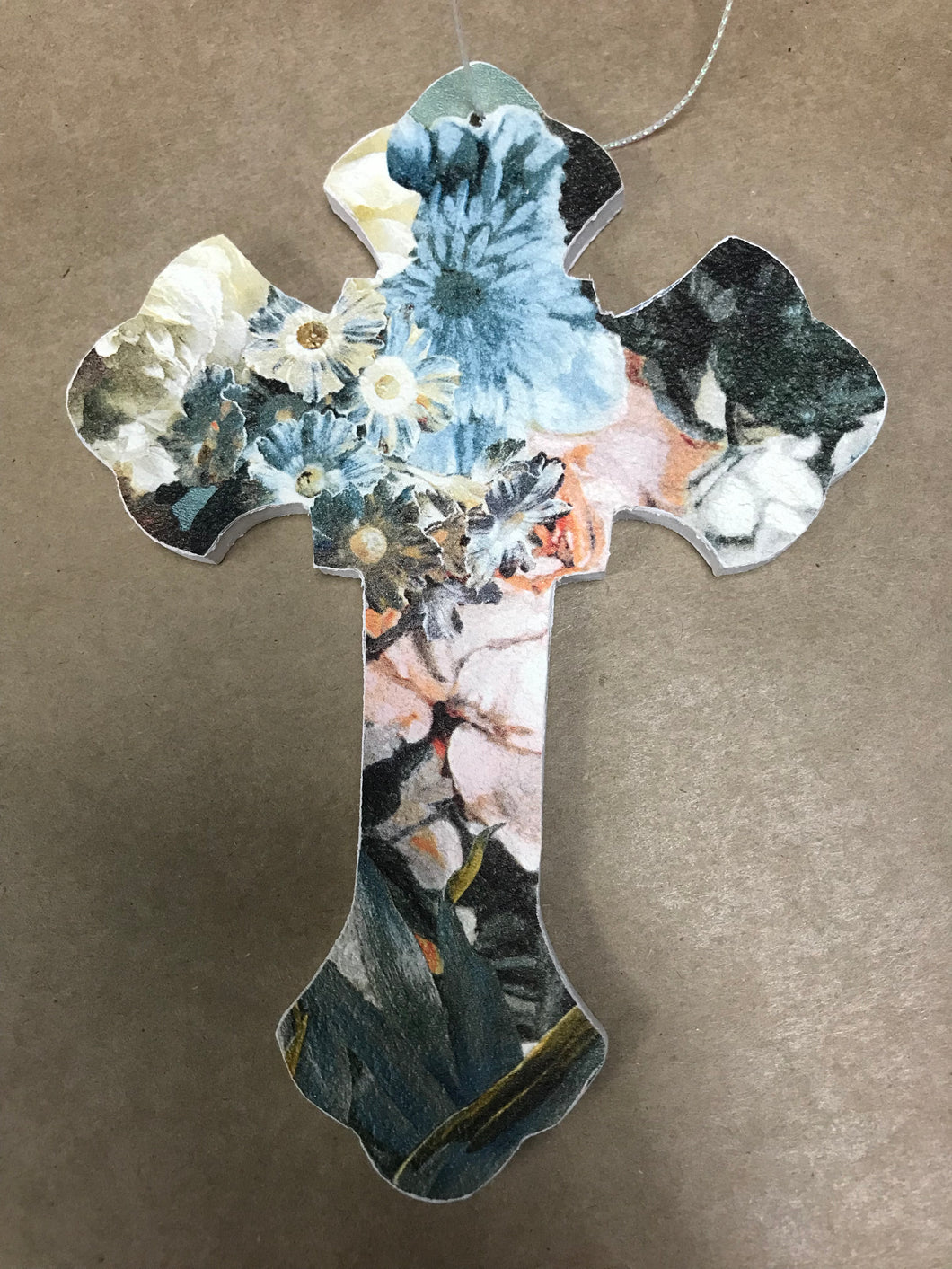 Floral Decoupage Wooden Cross