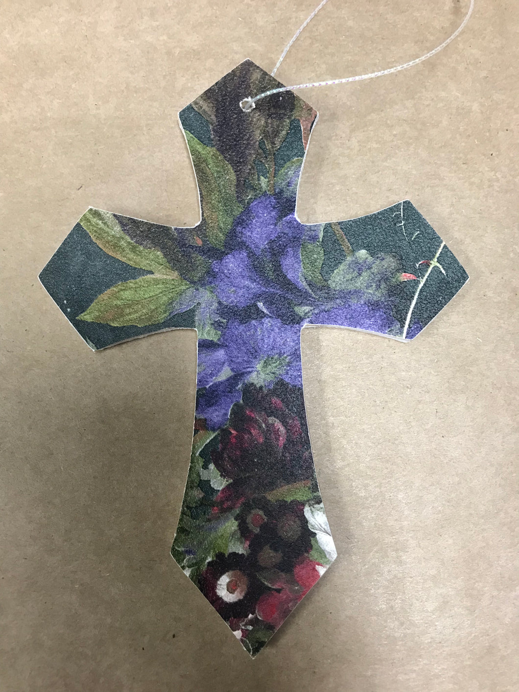 Floral Decoupage Wooden Cross