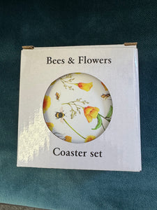 Coasters Set of 4 - Bees and Flowers
