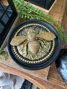 Round Black Deco Resin box with Gold Bee on top