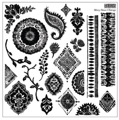 IOD Decor Stamp 30.5 x 30.5cm - Mercy House Chitenge (with masks)