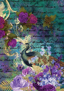 Peacock Decoupage Paper- A1 size