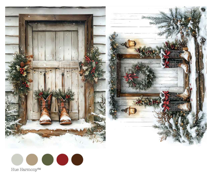 Redesign with Prima Decoupage Fibre Paper - A4 Plaid & Pine (1 Sheet)
