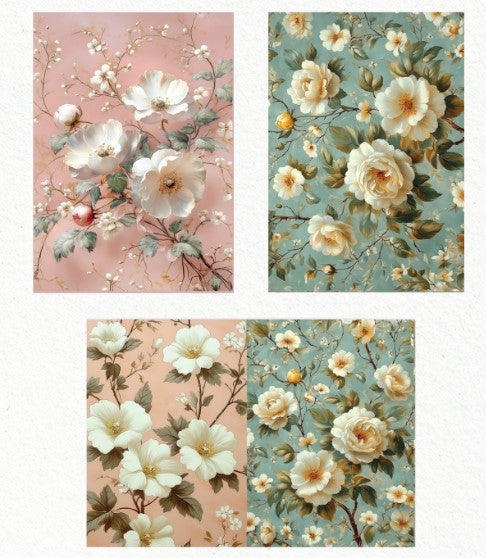 Redesign with Prima Decoupage Fibre Paper -  A3  Pure Petal Elegance(3 Sheets)