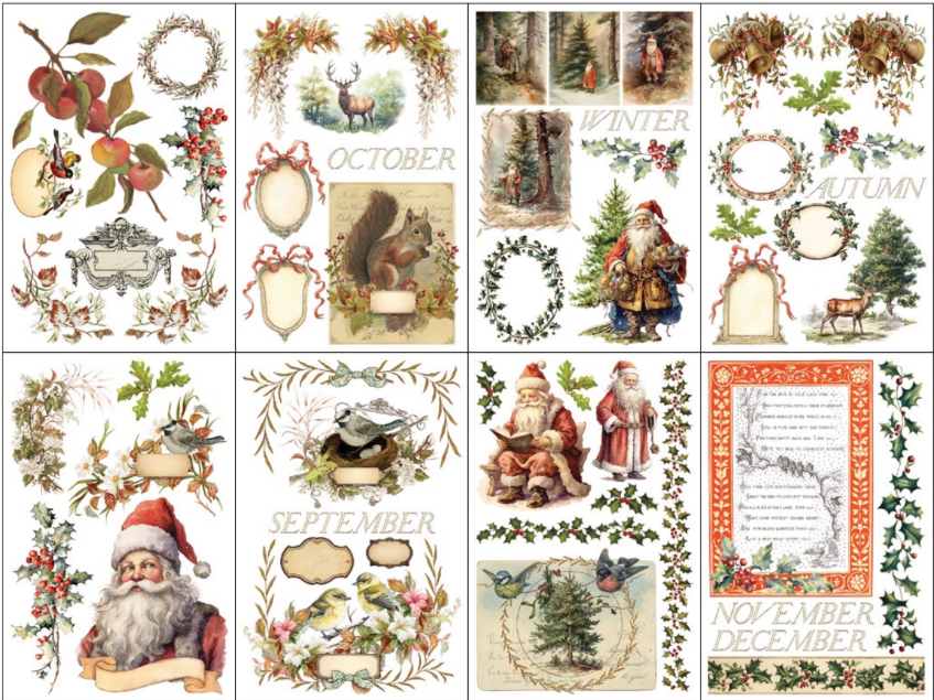 IOD Decor Transfer Pad 20 x 30.5cm - Santa's Hollow (8 Sheets)