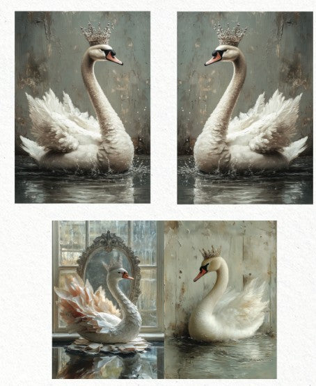 Redesign with Prima Decoupage Fibre Paper -  A3 Swan Serenity (3 Sheets)