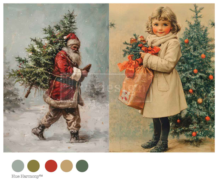 Redesign with Prima Decoupage Fibre Paper - A4 Vintage Tidings (1 Sheet)
