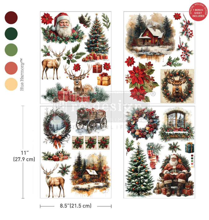 Redesign with Prima Middy Transfer - Yuletide Nostalgia 3 sheets + 1 Bonus Sheet