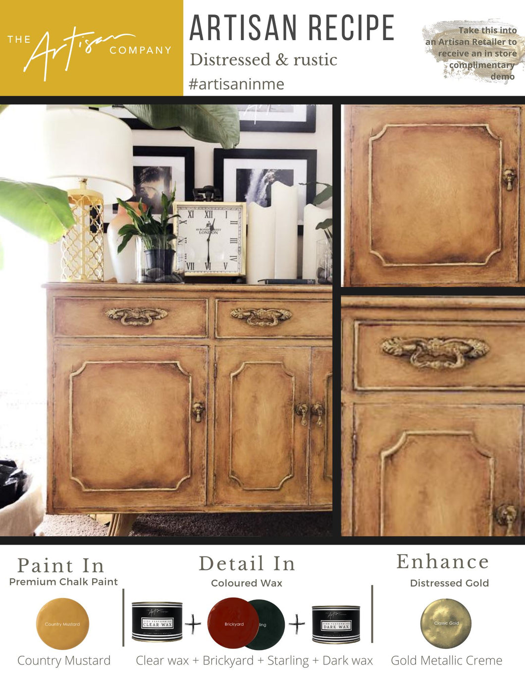 Artisan Paint Recipe - Distressed & Rustic in Country Mustard