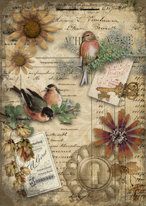 Decoupage Queen A3 and A2 Rice Paper - Autumn Birds