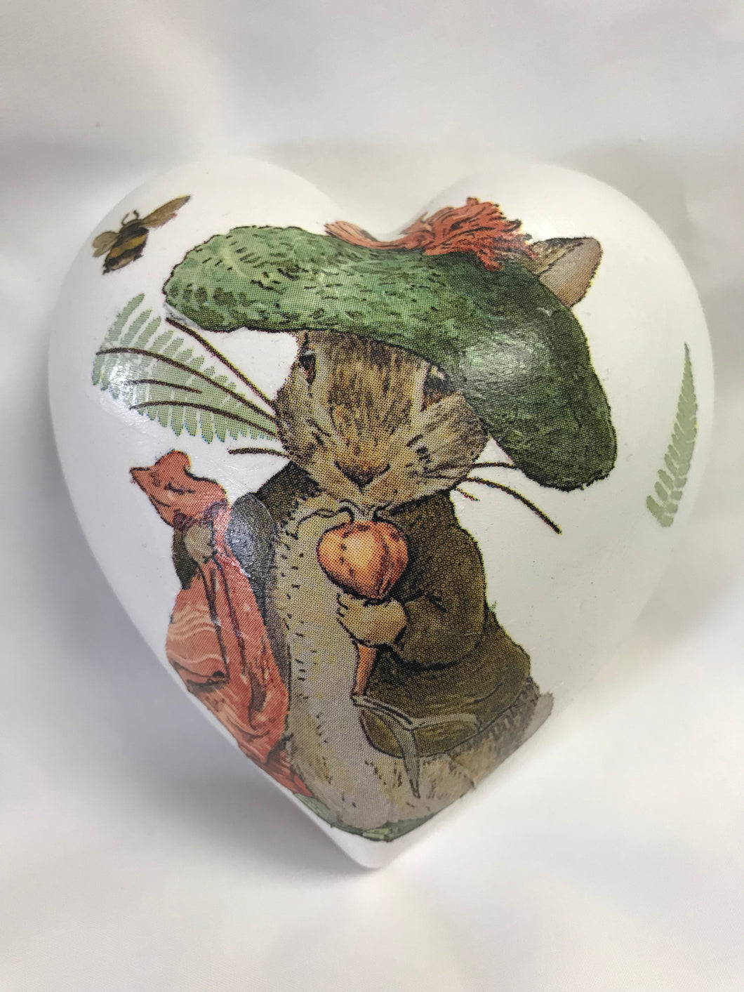 Benjamin Bunny Decoupaged Ceramic Heart - Medium