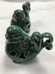 Ceramic Glazed Bird - Dark Green