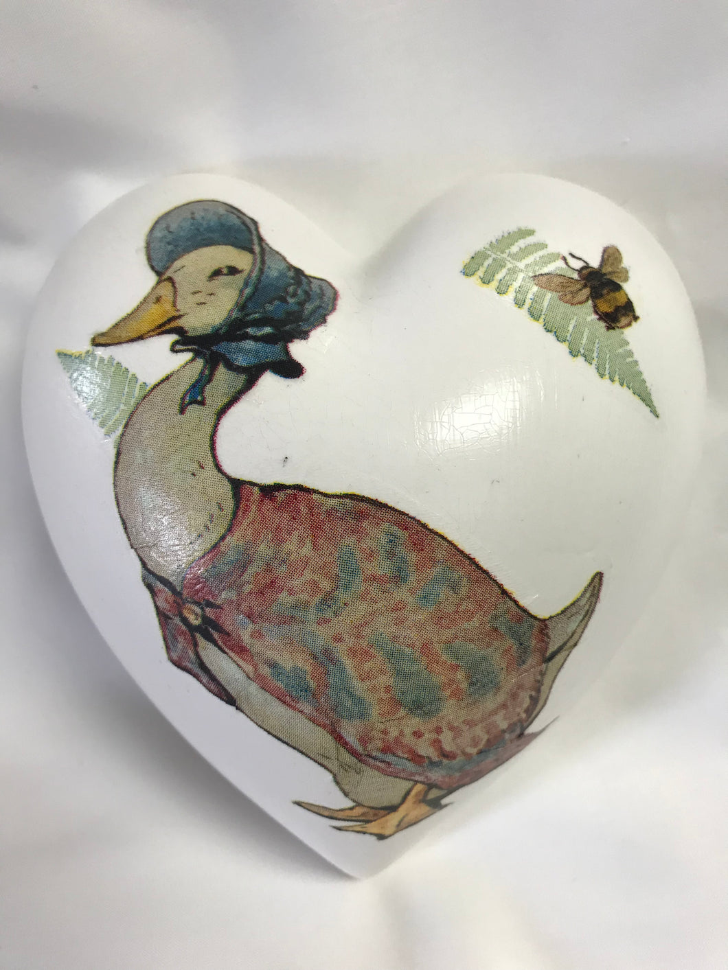 Jemima Puddle Duck Decoupaged Ceramic Heart - Medium