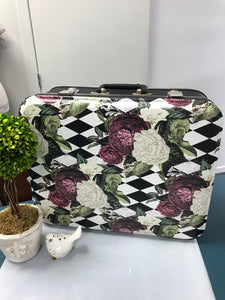 Revamped Old Suitcase - Harlequin Roses