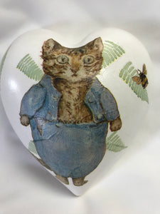 Tom Kitten Decoupaged Ceramic Heart - Medium