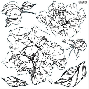 IOD Decor Stamp 30.5 x 30.5cm - Peonies (2 Sheets with masks)