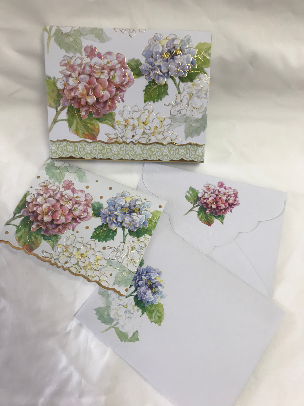 10 Floral Notecards - Pink and Blue Hydrangeas