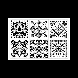 Traditional Floor Tiles - 6 x Designs Stencil - Large Size