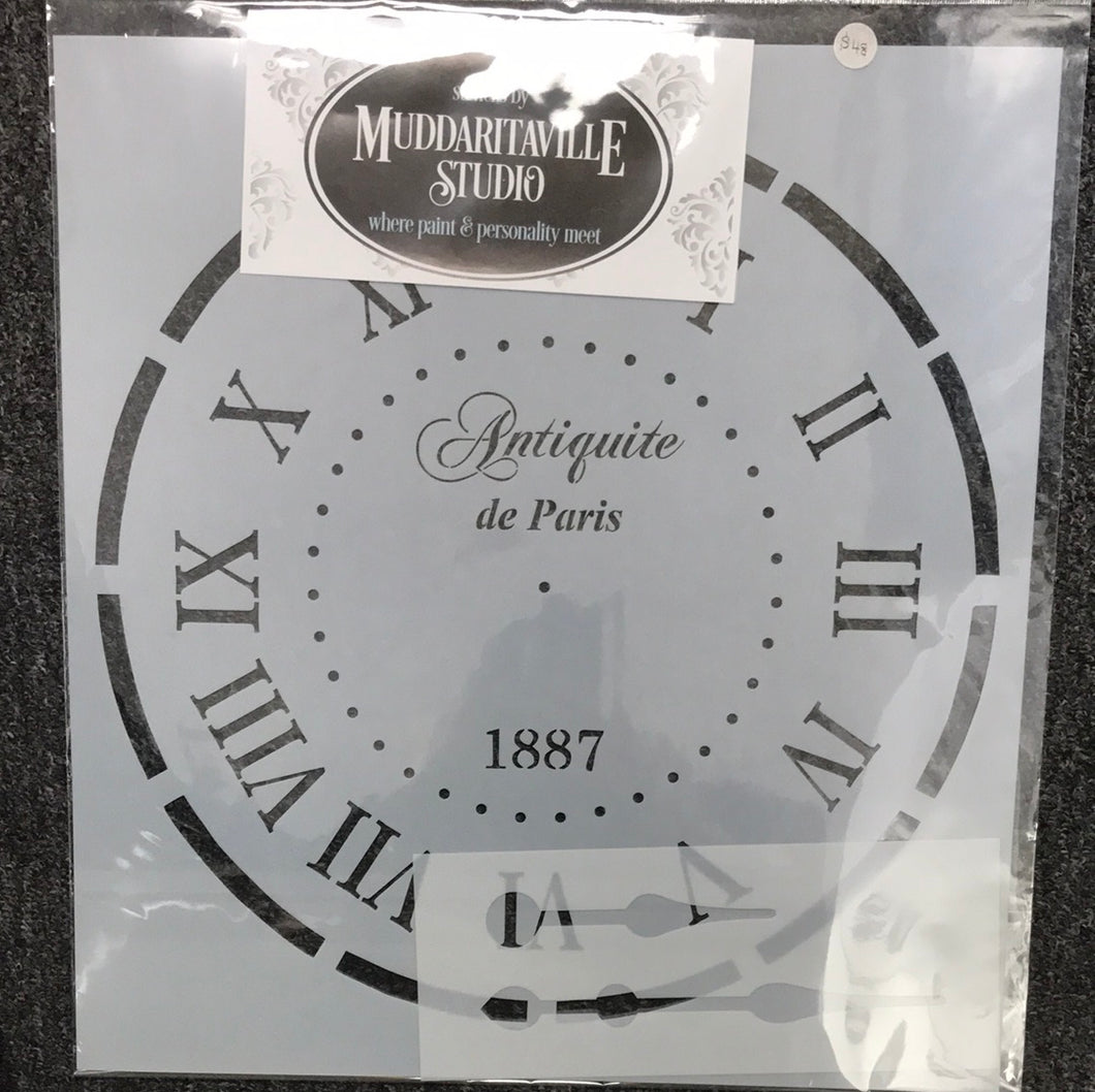 Paris Clock including hands Stencil