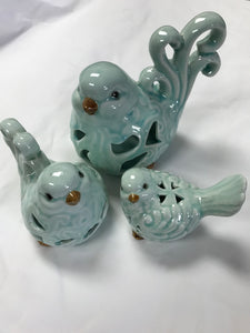 Ceramic Glazed Bird - Blue