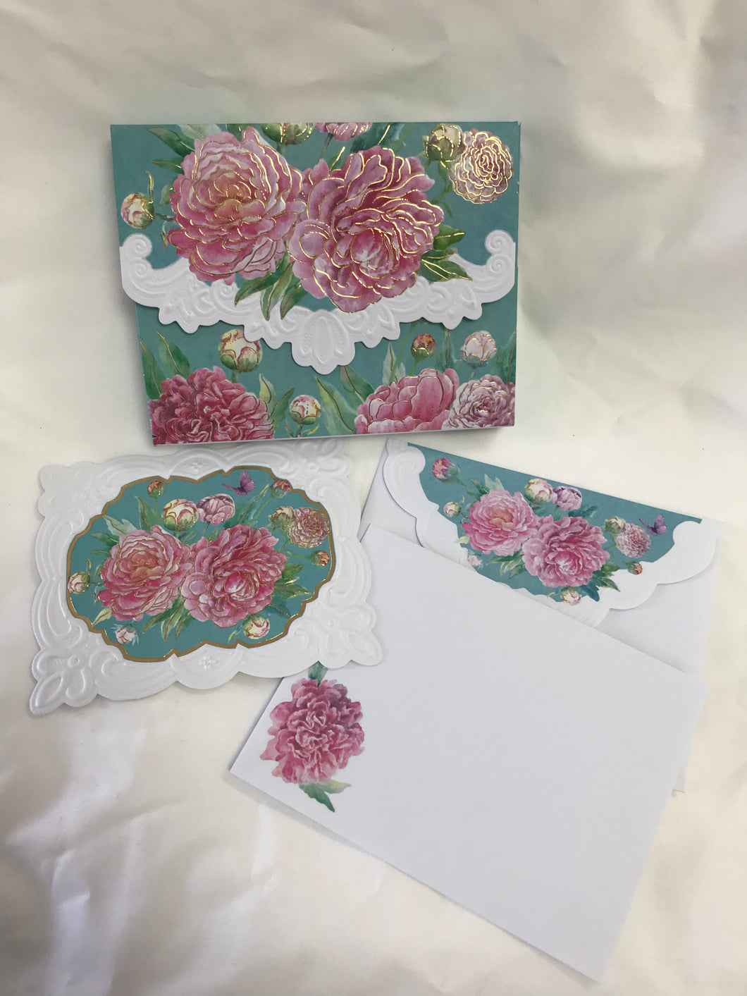 10 Floral Notecards - Pink Peony